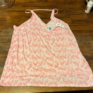 Old Navy Pink and White Tropical Tank Top